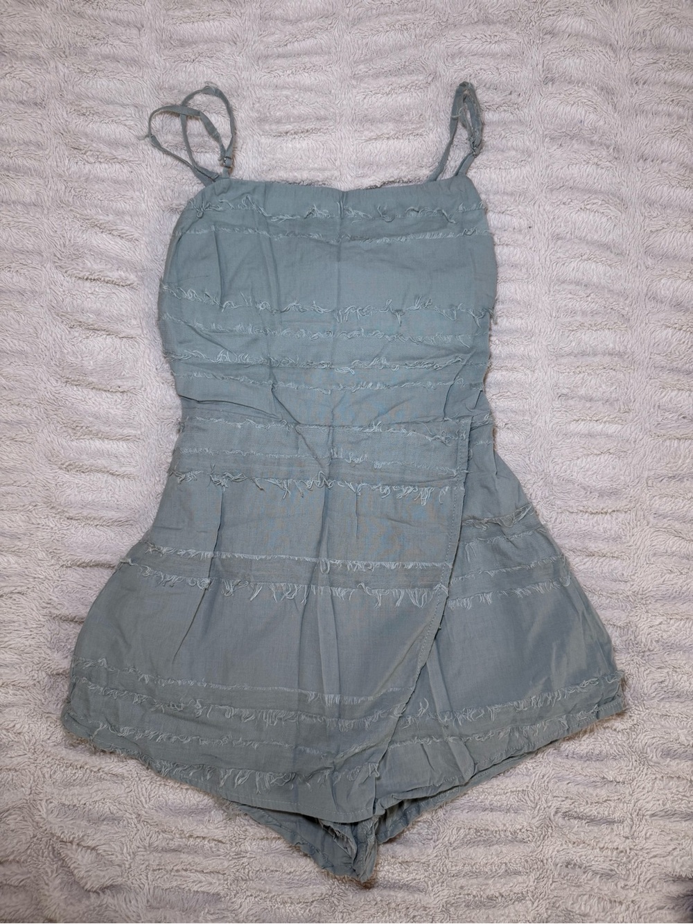 Hazel Boutique Sage Green Cotton Frayed Romper Size S